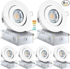 Recessed Lighting 4 Inch, LED Recessed Light Dimmable with Junction Box,Adjustable Recessed Lighting, Air Tight,ETL Listed,9W 750LM,5 CCT Selectable, 6Pack