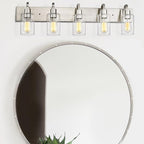 Emliviar 5-Light Bathroom Vanity Light Fixture, 37" Bath Wall Light Fixtures in Brushed Nickel Finish with Clear Glass, YCE237B-5W BN