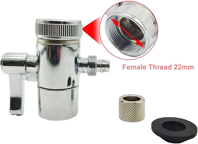 Kitchen Faucet Diverter Valve with Aerator 22mm Thread,Sink Faucet Filter Diverter Valve,Faucet Adapter Faucet Splitter Diverter Valve Water Diversion,Countertop water Filter(1/4" OD Tubing Outlet)