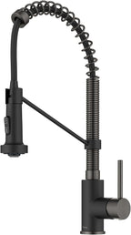 KRAUS Bolden Commercial Style 2-Function Single Handle Pull Down Kitchen Faucet in Matte Black/Black Stainless, KPF-1610MBSB (Pack of 1)