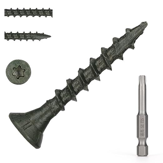 Wood Screws #8 x 1-1/4’’, T25 Star Torx Drive Flat Head Deck Screws, Green, 194Pcs (1lb)
