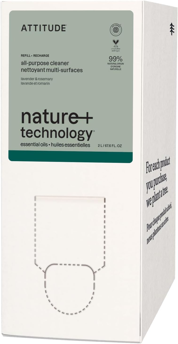 ATTITUDE All Purpose Cleaner, EWG Verified Multi-Surface Products, Vegan, Naturally Derived Multipurpose Cleaning Spray, Lavender and Rosemary, 67.6 Fl Oz