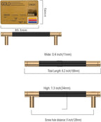 Amerdeco 10 Pack Champagne Bronze and Black Knurled Cabinet Pulls 5 inch Hole Centre to Hole Centre Kitchen Cabinet Handles for Drawer Dresser, Cupboard and Wardrobe ZH0040