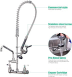 Commercial Sink Faucet with Sprayer 36 inch Commercial Faucet Pre Rinse Sprayer 8 inch Wall Mount Center with 12 inch Add on Spout