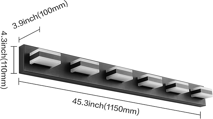 SOLFART 5 Color Temperature Adjustable Modern Vanity Light6 Lights Black Bathroom Light FixturesIndoor LED Bar Lighting 5 Color Temperature Adjustable 5CCT