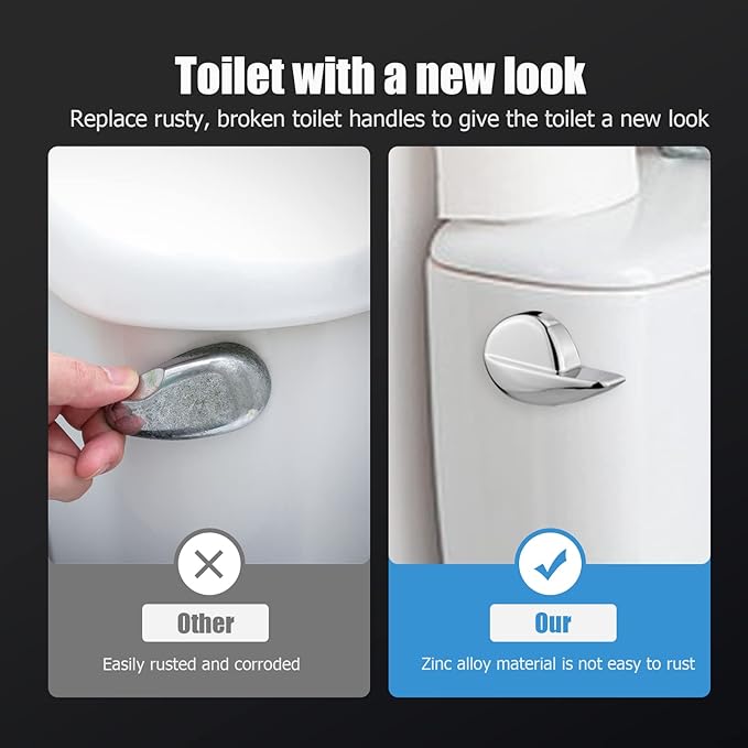 Toilet Handle Side Mount, Universal Side Mount Toilet Copper Flush Lever Handle Repair Replacement Kit for TOTO Kohler Toilet Tank, 2-Pack Copper Lever