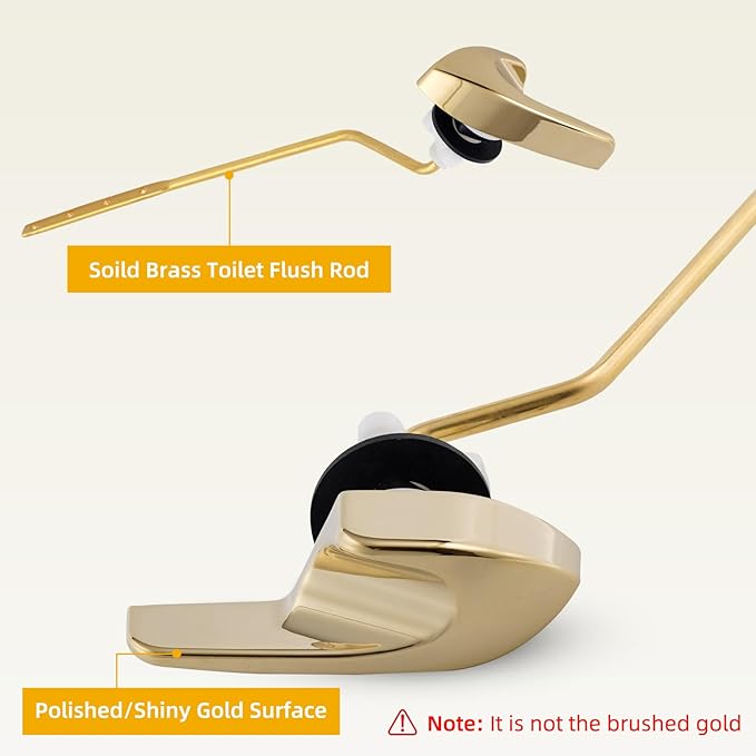 Universal Polished Gold Toilet Handle Replacement Kit, Side/Angle Mount Toilet Flush Handle Compatible with Kohler K-GP30324-CP/TOTO/American Standard, Stainless Steel Flapper Chain