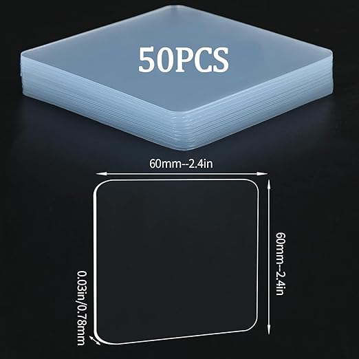 50PCS Premium Double Sided Mounting Squares Clear Tape,Heavy Duty Adhesive Pads for Pictures,Poster Hanging Strips - Strong Sticky Tack,Waterproof Adhesive for Shower,Wall Patch,Sticky Pads