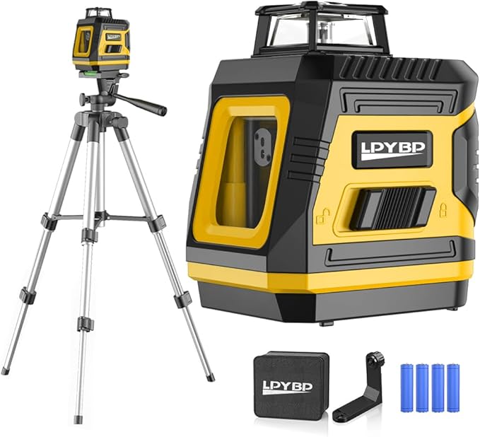 360° Laser-Level-with-Tripod Self-Leveling, Green Cross Line Laser with Horizontal Vertical Beam, Laser Tool for Picture Hanging Construction Floor Tile Wall, Carrying Pouch Battery Included