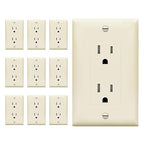 ENERLITES 10 Pack Light Almond Decorator Receptacle with Screwless Wall Plate, Standard Electrical Wall Outlet, 15A 125V, Self-Grounding, 2-Pole, 3-Wire, 5-15R, UL Listed, Tamper Resistant