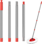 4-Section Spin Mop Replacement Handle，2.5-to-5 Foot Mop Stick Compatible with Triangle Spin Mop Base, Compatible with Ocedar Mop Handle for EasyWring Mop Refills (red)（Mop Head not Included）