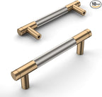 Amerdeco 10 Pack Champagne Bronze and Brushed Nickel Knurled Cabinet Pulls 3.75 Inch Hole Center to Hole Center Kitchen Cabinet Handles for Drawer Dresser, Cupboard and Wardrobe ZH0040