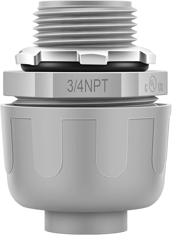 50 PCS 3/4" Liquid Tight Connector NPT Non-Metallic for PVC Electrical Flexible Conduit Fittings - Sturdy, Quick Installation, UL Listed for Home Outdoor Tubes Tools