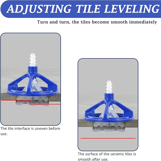 1/8'' Tile Leveling System with Rubber Mallet, 300 Pcs Tile Leveler Spacers Baseplates and 100 Pcs Reusable Caps, Tile Spacers Clips Kit for Professional Tile/Stone/Wall/Floor Installation
