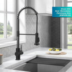 KRAUS Britt Commercial Style Pull-Down Single Handle Kitchen Faucet in Matte Black/Spot-Free Black Stainless Steel, KPF-1691MBSFSB