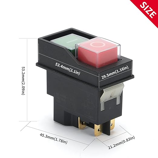 Magnetic On-Off Switch Electromagnetic Pushbutton Switches for Electric Power Tools Grinder Cutting Machine Tool Equipment,4 Pins 16A 110V