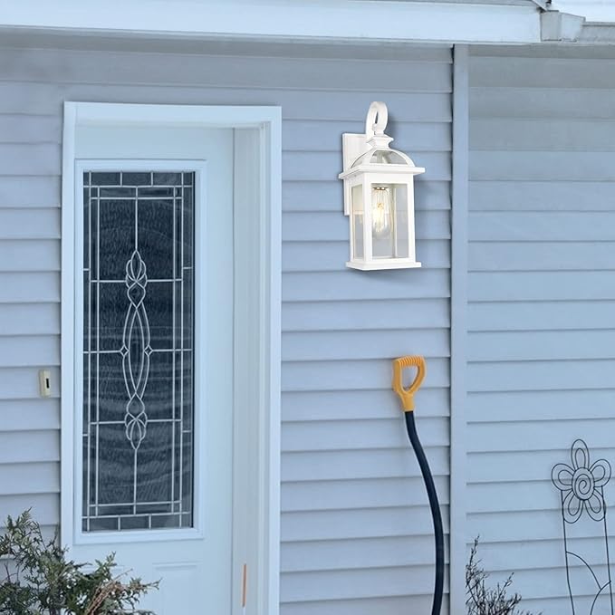 Darkaway Outdoor Lights Fixtures Wall Mount, Outdoor Wall Sconce with Seeded Glass, Waterproof Exterior Lights for House, Front Porch, Patio (1 Pack, White)