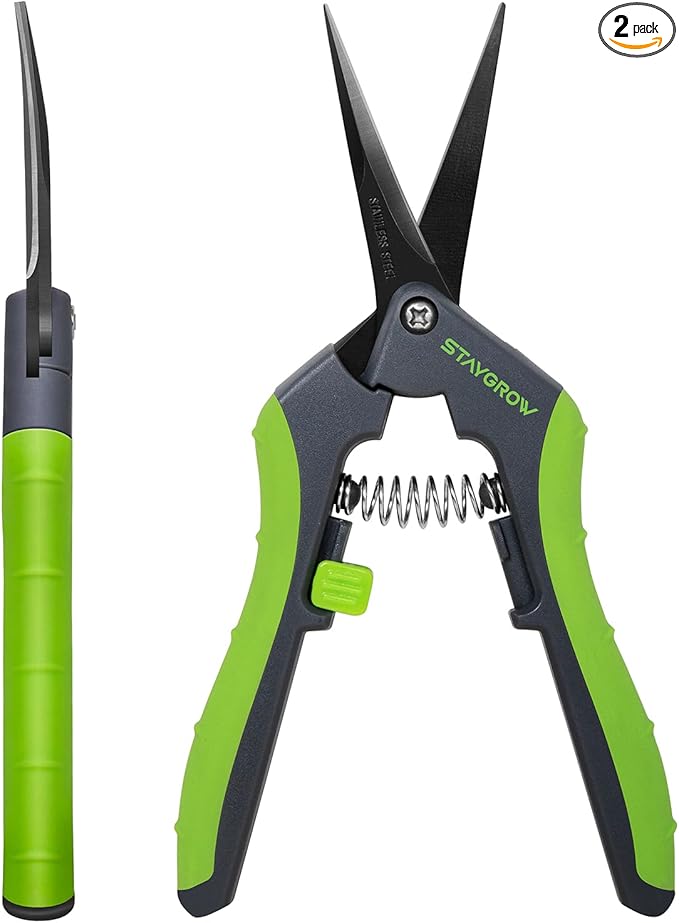 6.5" Pruning Shears for Gardening, Sharp Plant Trimming Scissors for Precise Cuts, Stainless Steel Garden Scissors Bonsai Clippers (2-Pack Curved)