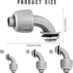 Yaomiao 50 Pcs 1/2 Inch Liquid Tight Connector PVC Electrical Conduit Fittings Straight 90 Degree Flexible Conduit Connector for Home Bathroom Tube Tool Supplies, Grey(50 Pcs)