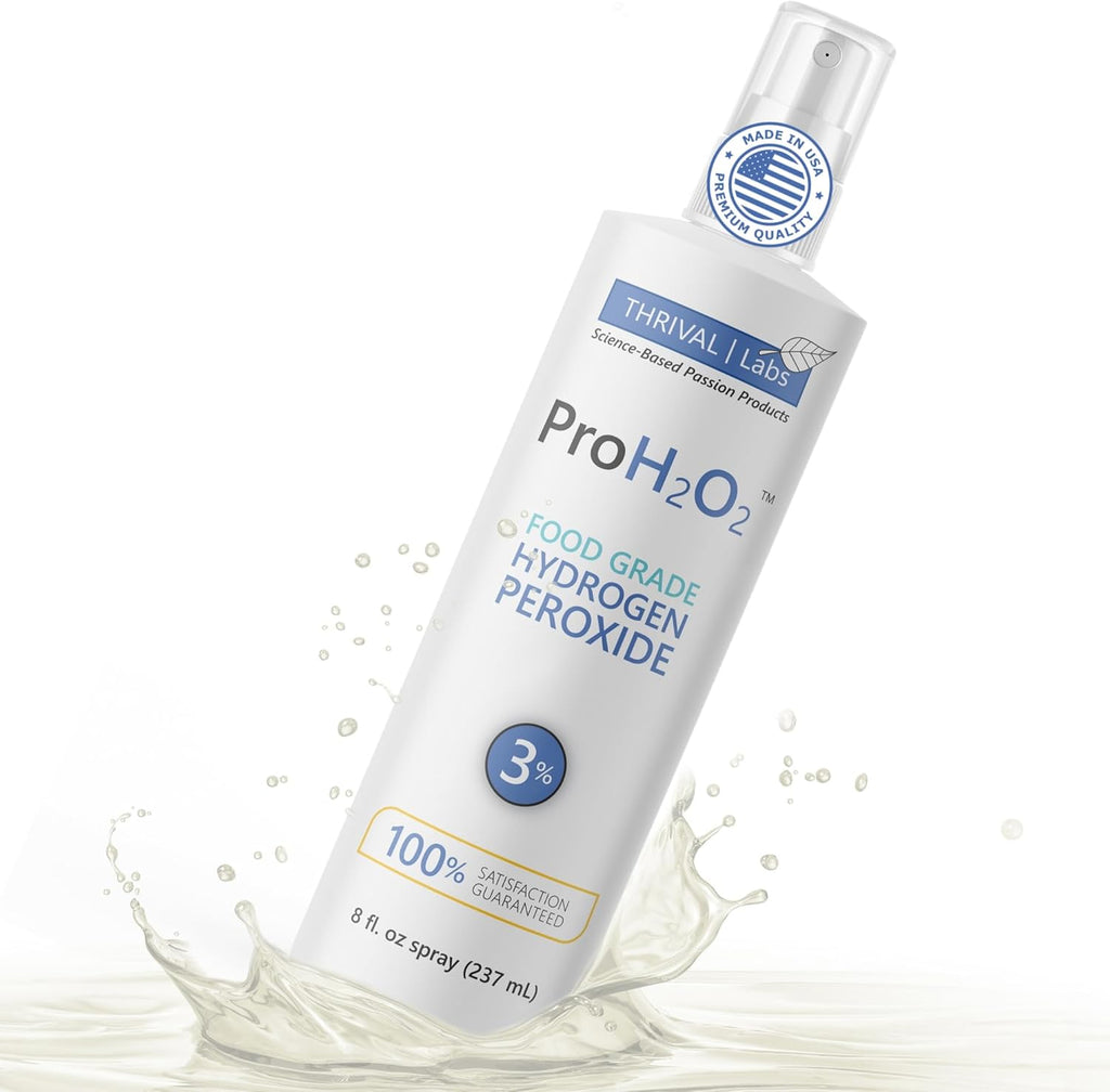 ProH2O2 3% Food Grade Hydrogen Peroxide – Natural Cleaner & Disinfectant – Suitable for Household Use – Ideal for Cleaning, Sanitizing & Gargle – 8 fl oz (Spray Bottle)