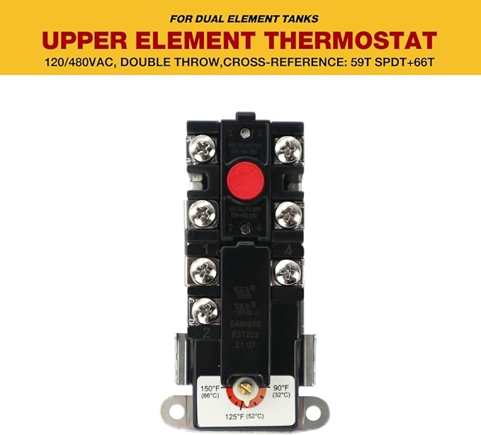 Electric Water Heater Thermostat,Include 1x KST203 Upper Thermostat & 1x KST200 Lower Thermostat,UL Certification,Compatible With Most Electric Water Heaters