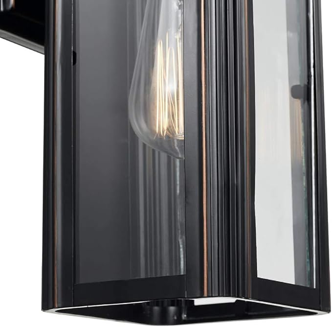 GLOBE Electric 44060 Clarence 1-Light Outdoor Indoor Wall Sconce, Oil Rubbed Bronze, Clear Glass Shade, Bulb Included