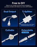 ASAHOM AI Permanent Outdoor Lights S107C, 150FT with 108 RGBCW LED Lights and Dual Output, 30,000 Lighting Effect Combination, IP67 Waterproof for House Halloween Christmas and Daily Decoration, White