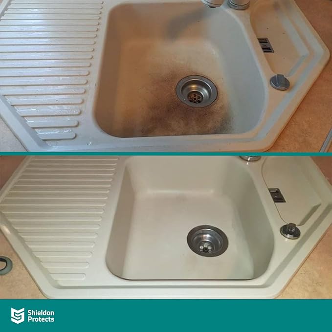 Shieldon Protects Sink Restorer Kit – 3-Step System: Heavy Duty Kitchen Sink Cleaner, Hard Water Stain Remover & Nano Sealer Protector for Granite Composite, Quartz, Porcelain & Ceramic Kitchen Sinks