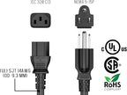 CableLeader 8ft 18 AWG Universal Power Cord IEC320 C13 to NEMA 5-15P, Extension Power Cord, Compatible with Computers, Monitors, Printers & TVs, Black