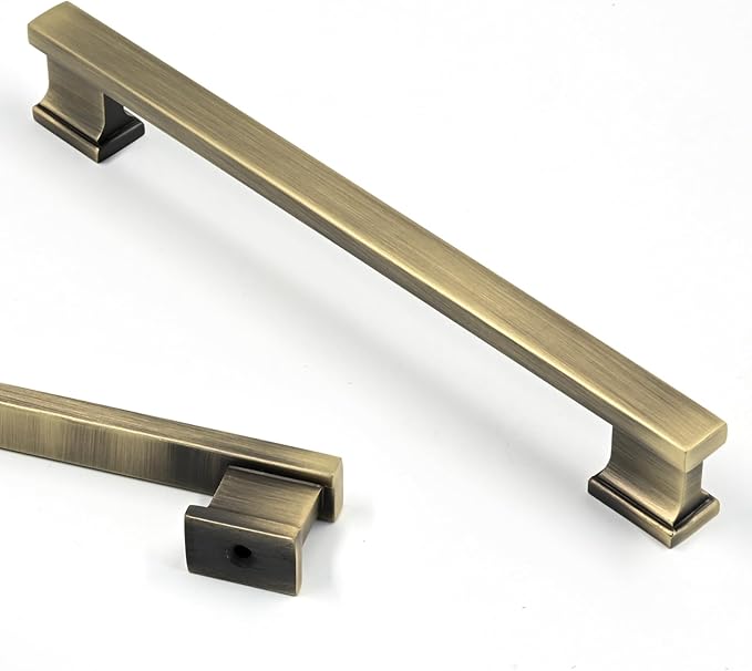 Asidrama 10 Pack 11.3 Inch(288mm) Brushed Antique Brass Kitchen Cabinet Handles, Cabinet Pulls Kitchen Cabinet Hardware for Cupboard Drawer Pulls