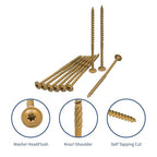 Lag Screws 5 Inch, 25PCS Heavy Duty Construction Screw, Structural Wood Screw #14 x 5, Rust Resistant, Washer Head, Yellow Coated Exterior Wood/Lag Screws, Star Drive with Bit