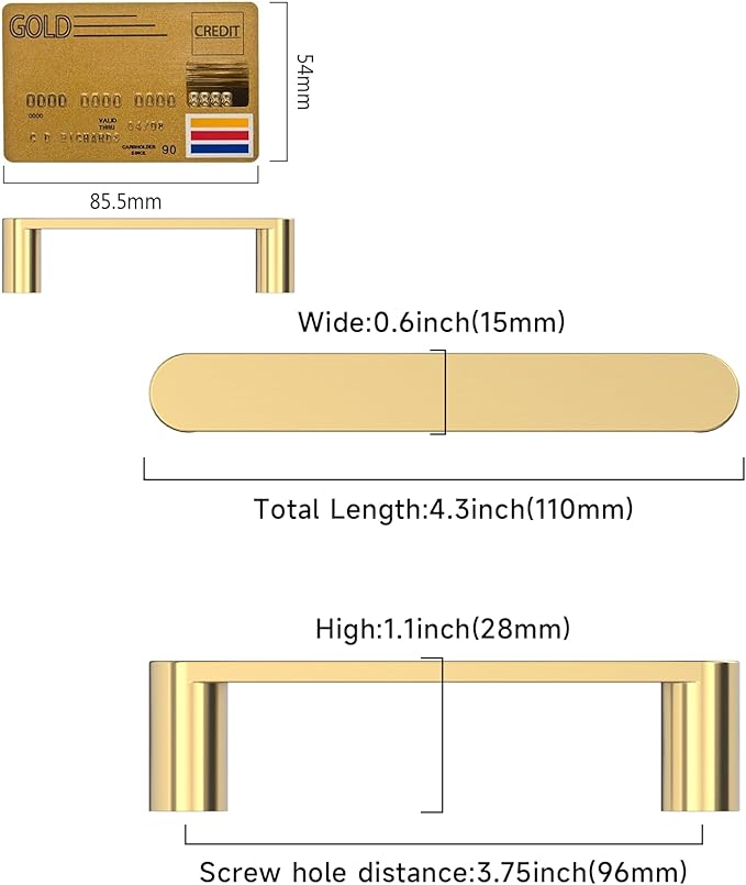 Amerdeco 10 Pack ZH0005BRG Champagne Bronze 3.75 Inch(96mm) Hole Centers Kitchen Cabinet Pulls Hardware Modern Kitchen Handles for Cabinets Cupboard Handles Drawer Pulls
