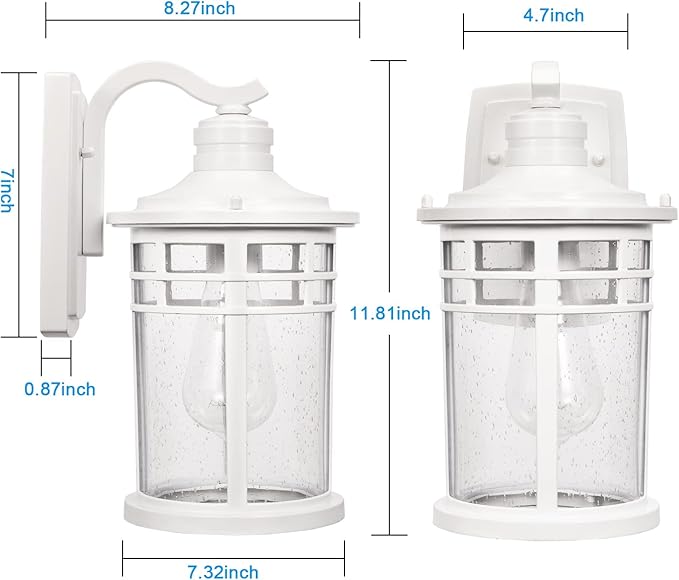Darkaway Outdoor Porch Lights Wall Mount, Outdoor Light Fixtures Sconces Wall Lighting with Seeded Glass Waterproof Exterior Lights for Patio Yard House Hallway Doorway Garage(1 Pack, White)