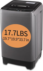 17.7 lbs Full-Automatic Washing Machine with LED Display, Laundry Washer with Drain Pump, 10 Wash Programs 8 Water Levels Washer & Spinner for Home, Apartment, Dorms, Grey