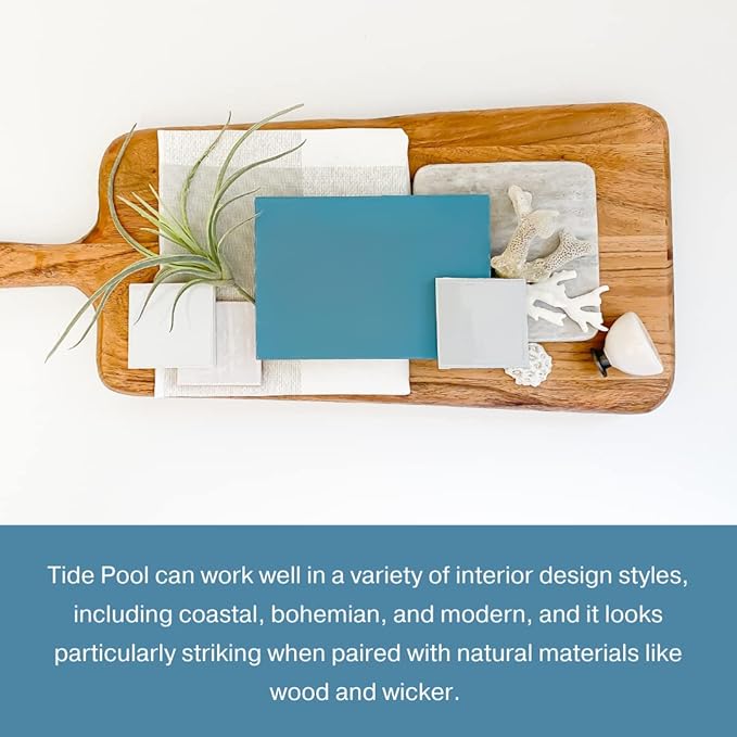 Country Chic All-in-One Chalk Paint for Furniture, Cabinets, Home Decor, Eco-Friendly, Matte Finish, Built-In Primer & Top Coat for Wood, Metal - Tide Pool (Blue) - Pint 16 oz (475 ml)