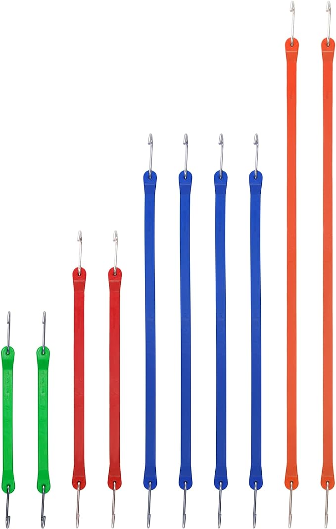 Rubber Bungee Cords with S Hooks, Heavy Duty Bungee Straps, Assorted Sizes with 15% Wider & Over 132 lbs Load, Colored, 100% EPDM Rubber for Cargo, Tarps, Van, Truck, 10", 15", 21", 31" (10 Pack)