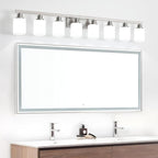 8-Light Bathroom Vanity Light,Brushed Nickel Vanity Lights with Square Frosted Glass,Modern Wall Lights Fixtures Over Mirror,Wall Sconces Lighting for Bedroom Living Room,E26