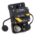 E9 Double 3/8" Stud 250 Amp Circuit Breaker with Manual Reset, UL Certified,12V - 48V DC, Waterproof, 250A Switchable Surface Mount
