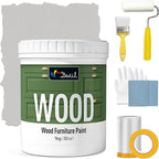 DWIL Matte Finish Furniture Paint - 32 Oz Wood Paint for Cabinets, Doors, Tables, and Dressers Refinishing - Water-Based, Non-Toxic & Odorless, Easy to Apply(Light Grey)-With Tools