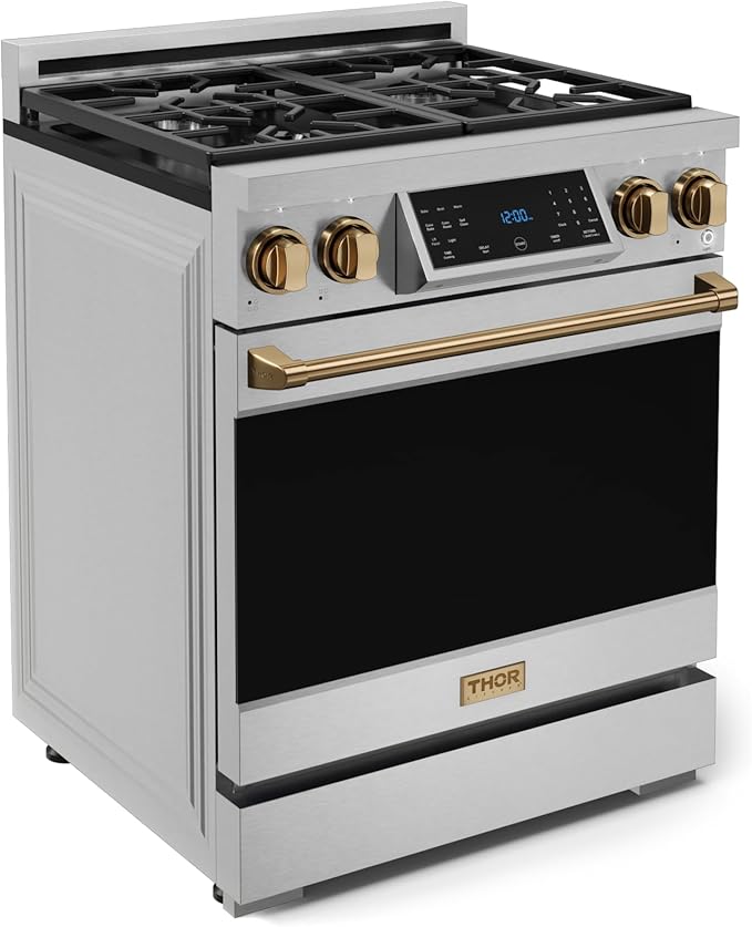 Gordon Ramsay by THOR Kitchen 30 Inch Professional Liquid Propane Range with Tilt Panel Touch Control in Stainless Steel/Bronze