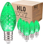 Holiday Lighting Outlet Faceted C7 Christmas Lights | Green LED Light Bulbs Holiday Decoration | Warm Christmas Decor for Indoor & Outdoor Use | 2 SMD LEDs in Each Light Bulb | Set of 500