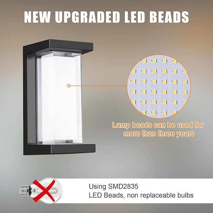 Juyace 18W Exterior Lighting Fixtures 4 Pack Budget-Friendly Outdoor Porch Lights Modern Black Sconces Wall Mount 1800Lm 6000K IP65 Waterproof for Garage House Patio Front Door Entryway