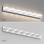 Ralbay 46" LED Chrome Vanity Lights 7 Lights Acrylic Stainless Steel LED Modern Vanity Lights Chrome Bathroom Lighting Fixtures Over Long Mirror (Natural White Light 4500K)