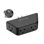 TROND Multi Plug Outlet Extender - Surge Protector Outlet Splitter with 4 Grounded Sockets, Angled Wall Plug Adapter, 900J, Multiple Wall Expander for Bathroom Kitchen Travel Dorm Room, Black