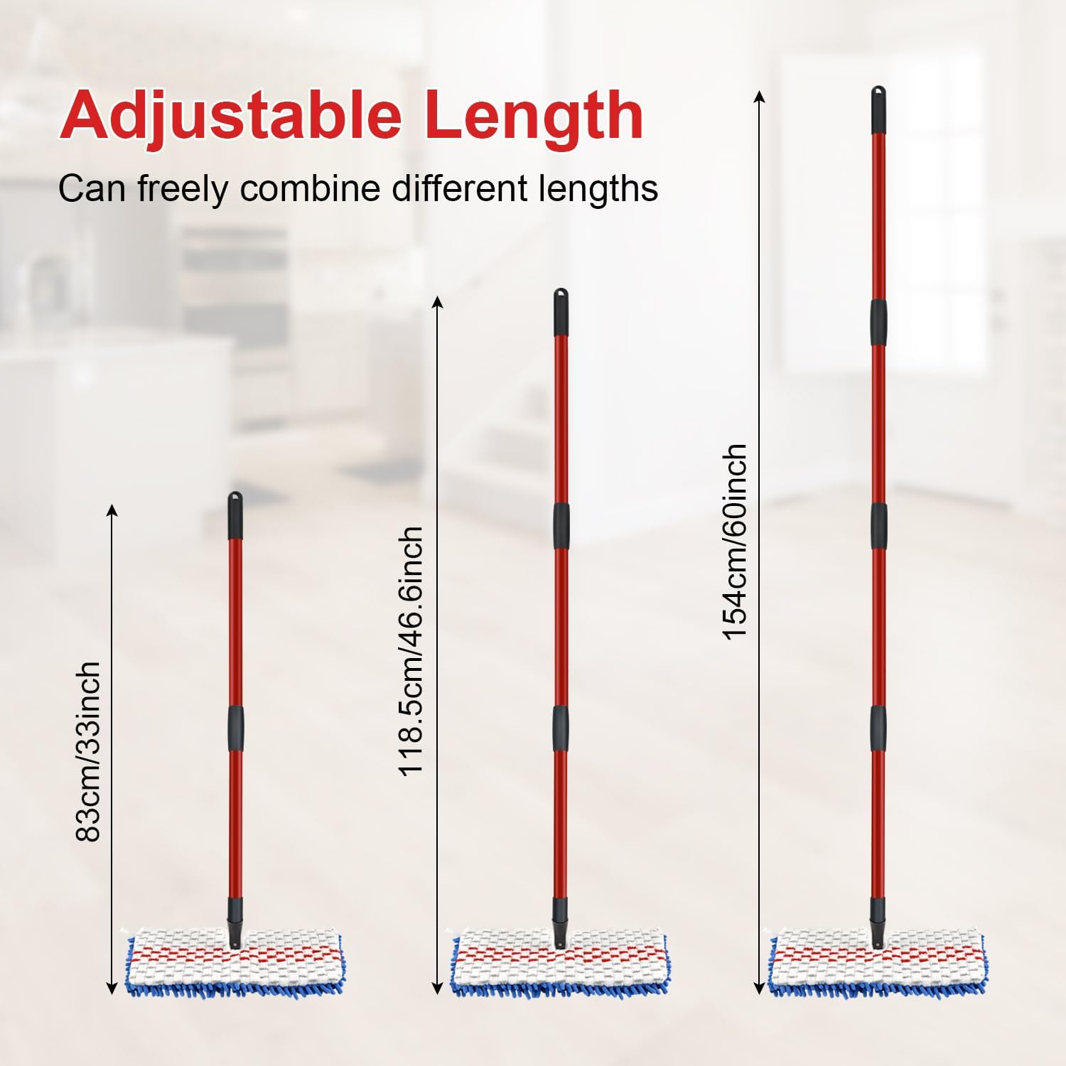 Microfiber Dust Mop Set for Floor Cleaning, Flat Mop for Wet & Dry to Clean Washable Flip Mops Pad for Ocedar Hardwood Floor 'N More 3-Action Mop, Adjustable 58" Mops Handle & 2 Reusable Refill & Base