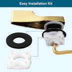 Hygie Rinse 2PACK Universal Metal Toilet Handle Replacement Kit Compatible with American Standard/Mansfield/Gerber Toilet, Front Mount Toilet Tank Flusher Lever with Flapper Chain, Shiny Gold