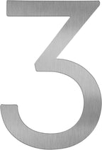 Adoorn 4 Inch Mailbox Numbers - Number 3, Silver Color, Each Sold Individually, Premium Metal Self Stick Address Numbers, Weatherproof Mailbox Numbers for Outside