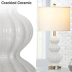 Triple Gourd Ceramic Table Lamps Set of 2, Modern White Bedside Lamps with USB A+C Ports & AC Outlet, 3 Way Touch Control Contemporary Nightstand Lamps for Bedroom Living Room