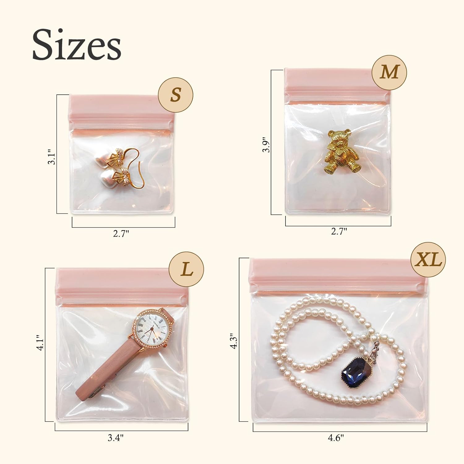 30 PCS Clear Plastic EVA Anti Tarnish Jewelry Storage Bags, Zip Ziplock Jewelry Pouches for Selling & Gift, Little Mini Travel Organizer for Ring Earing Chain Bracelet (M)