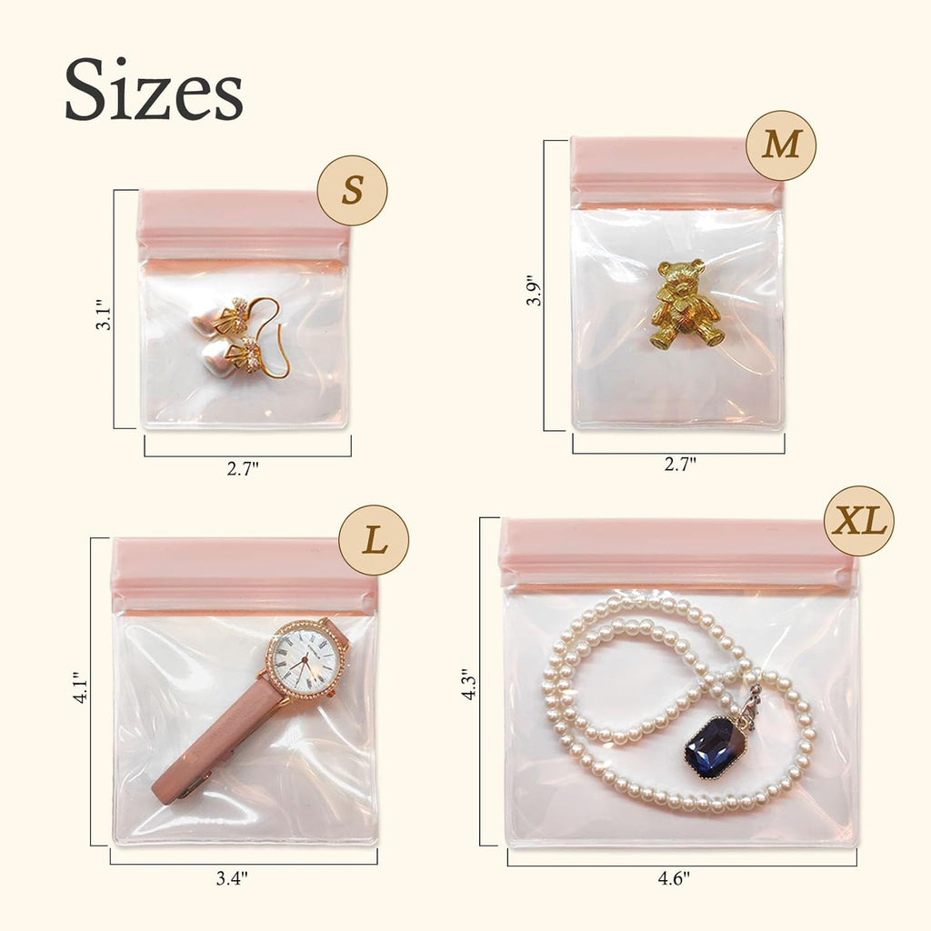 30 PCS Clear Plastic EVA Anti Tarnish Jewelry Storage Bags, Zip Ziplock Jewelry Pouches for Selling & Gift, Little Mini Travel Organizer for Ring Earing Chain Bracelet (S)